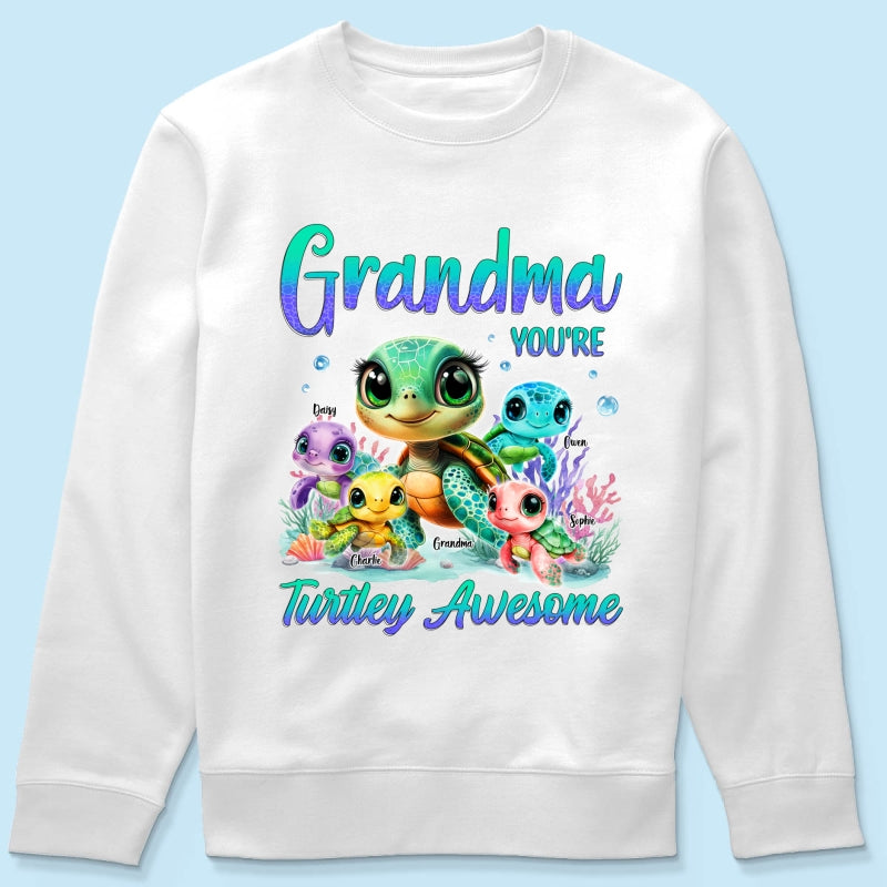 Grandma You're Turtley Awesome Personalized Shirt, Gift for Grandma