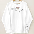 Grandma Wears Her Heart On Her Sleeve, Colorful Heart, Gift For Grandma And Mom, Personalized Sleeve Printed Sweatshirt