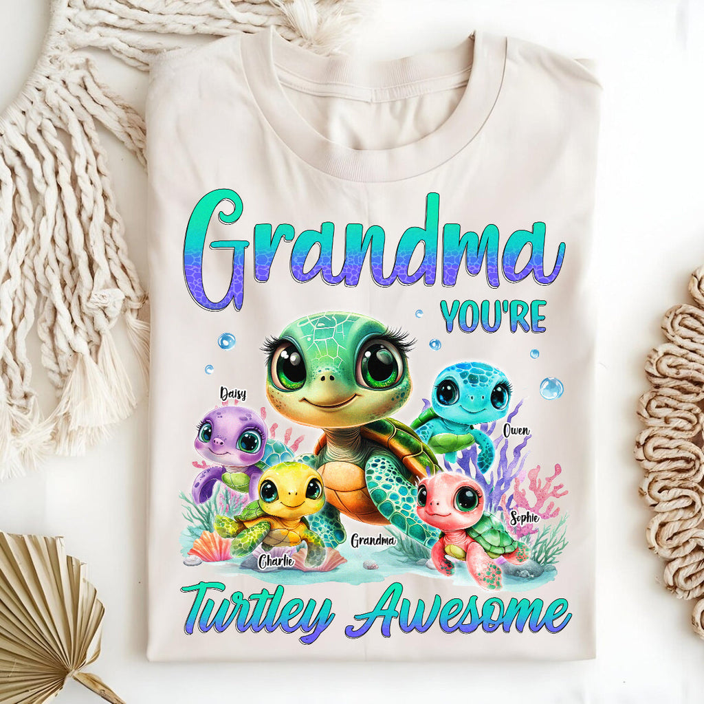 Grandma You're Turtley Awesome Personalized Shirt, Gift for Grandma