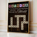Grandma You Are The World Crossword Puzzle Art Home Decor Personalized Poster