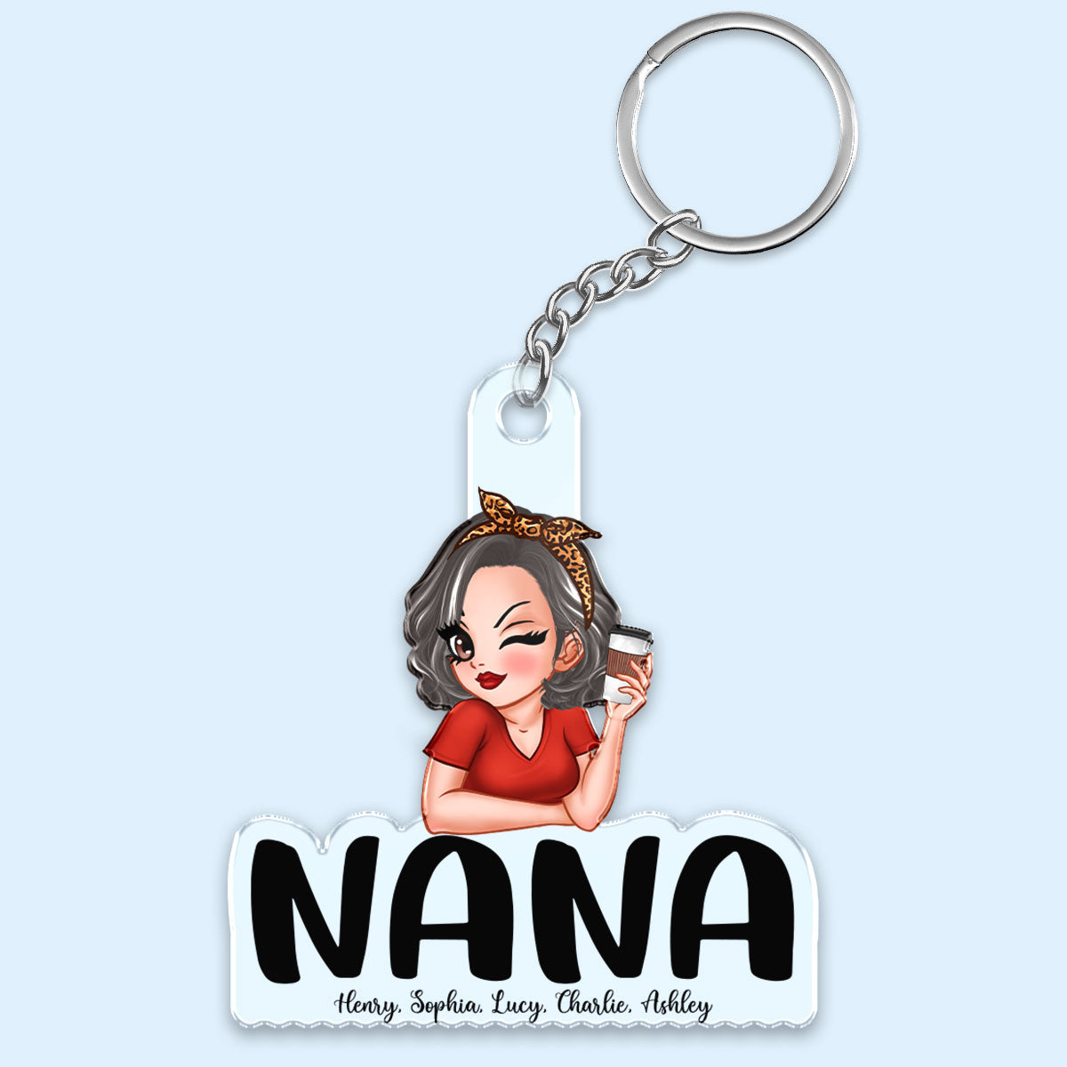 Grandma With Grandkids Names Personalized Acrylic Keychain